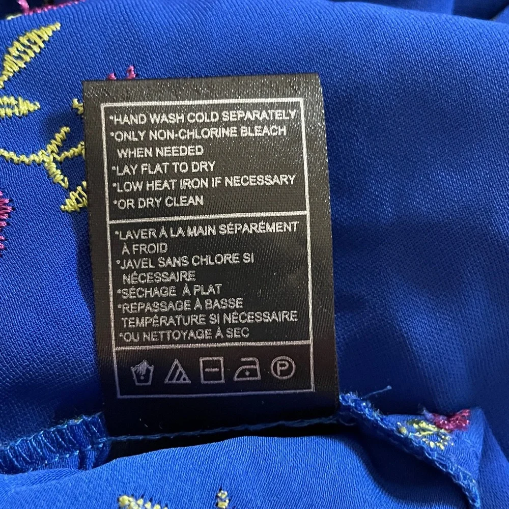 Betsey Johnson 12 Royal Blue Floral Midi Dress with Adjustable Spaghetti Straps - Picture 14 of 16